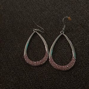 Elegant Silver and Pink Teardrop Earrings